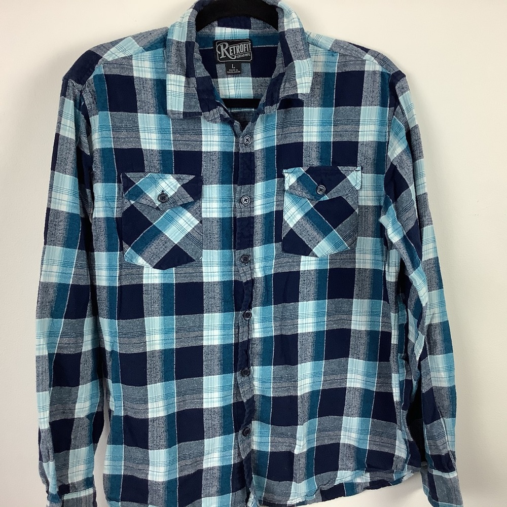 RETROFIT BLUE AND WHITE PALID FLANNEL